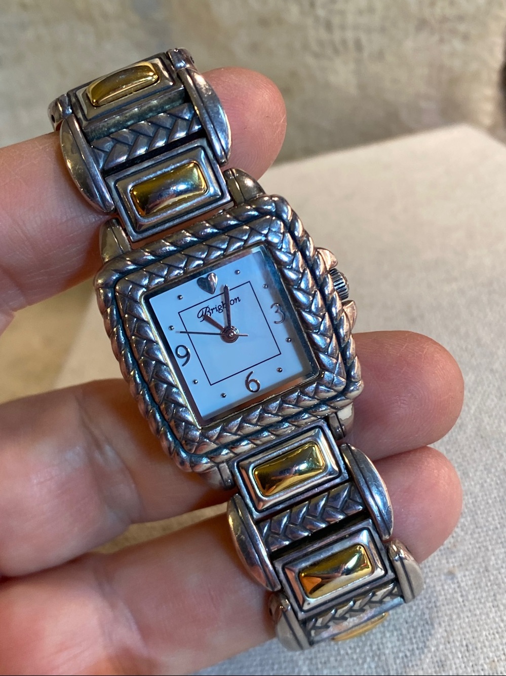 Brighton Two-Tone Bracelet Watch Heart Accent Working